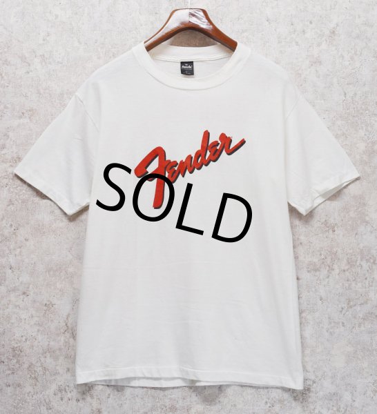 画像1: 80's~90's【USA製】【ビンテージ】【anvil】アンビル 【シングルステッチ】【Fender】フェンダー【白】ギター【Tシャツ】【サイズXL】  (1)