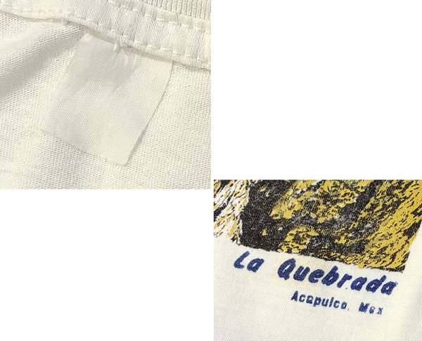 画像2: ビンテージ【ラ・ケブラータ】La Quebrada【飛び込み】海 イラスト【白】Tシャツ【サイズXL程度】  (2)
