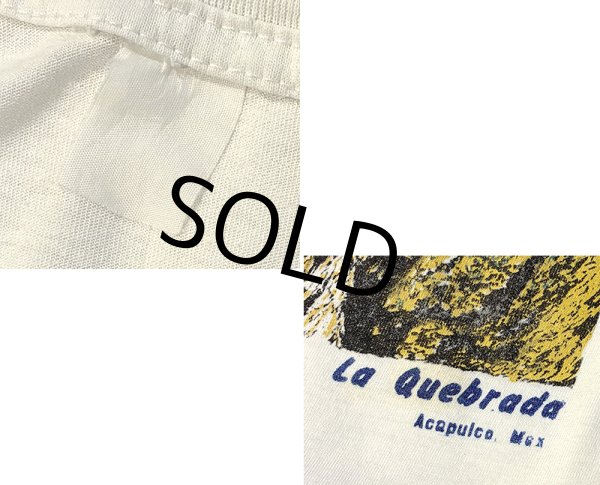 画像2: ビンテージ【ラ・ケブラータ】La Quebrada【飛び込み】海 イラスト【白】Tシャツ【サイズXL程度】  (2)