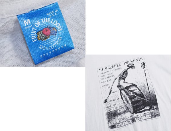 画像4: 90's~【USA製】 ビンテージ【FRUIT OF THE LOOM 】フルーツオブザルーム【siltbreeze presents】骸骨【白】【 Tシャツ】【サイズM】  (4)