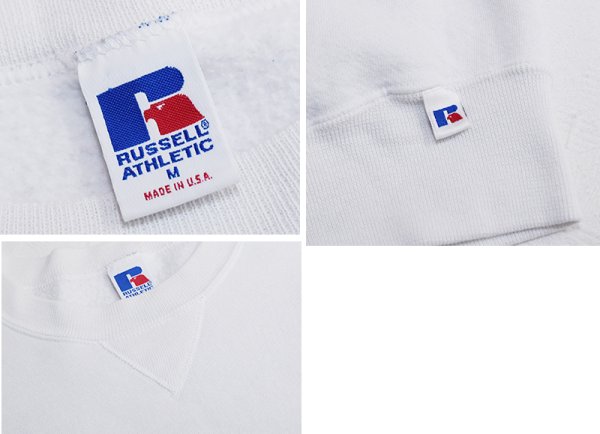 画像2: 90'ｓ【USA製】【RUSSELL】ラッセル【ビンテージ】白【無地】【クルーネック】前V スウェット【サイズM】  (2)
