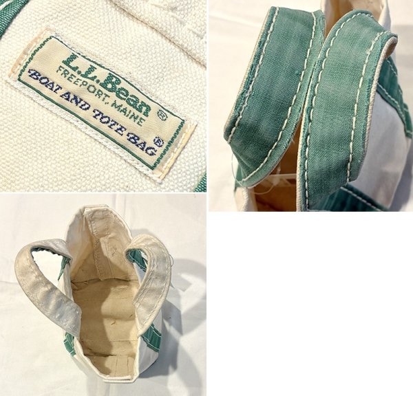 画像2: 80's【ビンテージ】【L.L.bean】【エルエルビーン】 白ｘ緑【キャンバス】【ミニトートバッグ】【ビーントート】  (2)
