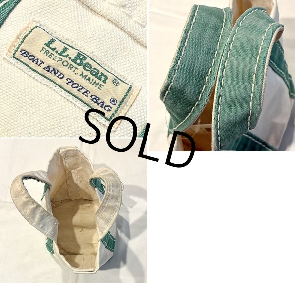画像2: 80's【ビンテージ】【L.L.bean】【エルエルビーン】 白ｘ緑【キャンバス】【ミニトートバッグ】【ビーントート】  (2)