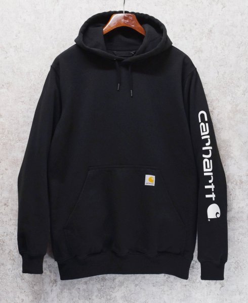画像1: ビンテージ【carhartt】【カーハート】【RELAXED FIT】黒 袖プリント【パーカー】【サイズM】  (1)