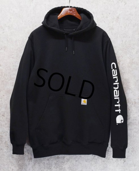 画像1: ビンテージ【carhartt】【カーハート】【RELAXED FIT】黒 袖プリント【パーカー】【サイズM】  (1)