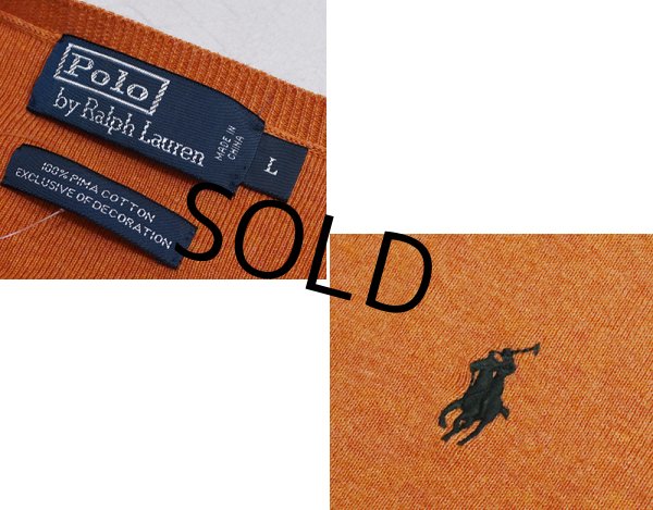 画像2: 90’s ビンテージ【ラルフローレン】POLO RALPH LAUREN【オレンジ】【Vネック】PIMAコットン【コットンセーター】【サイズL】   (2)