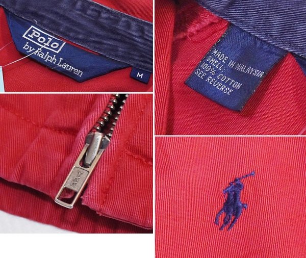 画像2: 〜90's ビンテージ【ラルフローレン】【RALPH LAUREN】【赤】コットン【スウィングトップ】【ジップアップブルゾン】【サイズM】  (2)