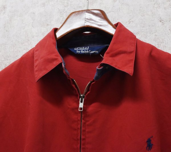 画像4: 〜90's ビンテージ【ラルフローレン】【RALPH LAUREN】【赤】コットン【スウィングトップ】【ジップアップブルゾン】【サイズM】  (4)