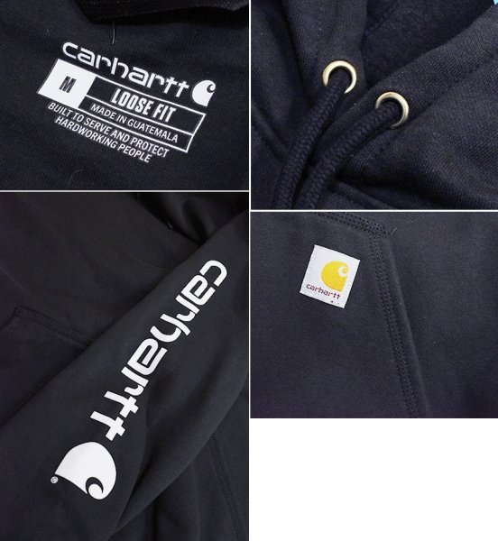 画像2: ビンテージ【carhartt】【カーハート】【RELAXED FIT】黒 袖プリント【パーカー】【サイズM】  (2)