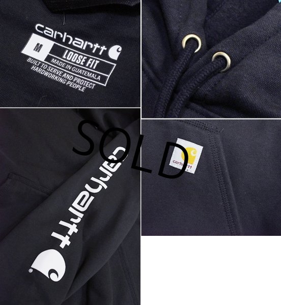 画像2: ビンテージ【carhartt】【カーハート】【RELAXED FIT】黒 袖プリント【パーカー】【サイズM】  (2)