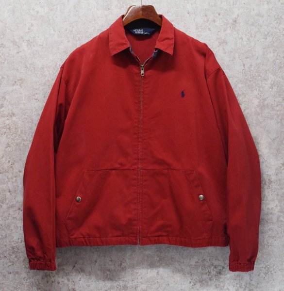 画像1: 〜90's ビンテージ【ラルフローレン】【RALPH LAUREN】【赤】コットン【スウィングトップ】【ジップアップブルゾン】【サイズM】  (1)