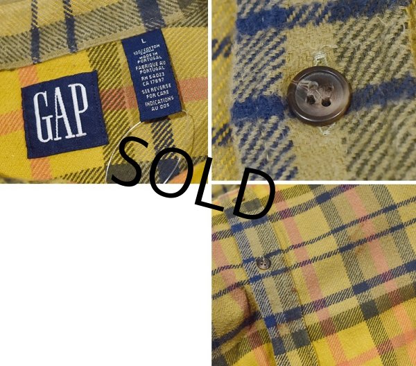 画像2: 90's~【ビンテージ】【オールドギャップ】【GAP】オレンジ【チェック柄】【ネルシャツ】フランネルシャツ【BDシャツ】【サイズL】  (2)