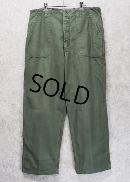 画像1: 【60's】【米軍実物】【ビンテージ】【U.S.ARMY】OG107【UFOボタン】Wステッチ【ボタンフライ】【ベイカーパンツ】【ユーティリティパンツ】【38ｘ31】  (1)