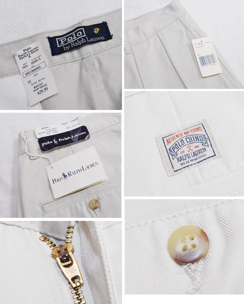 画像2: 新品未使用 ビンテージ【POLO RALPH LAUREN】オールドラルフローレン【オフホワイト】tyler short【２タック】ショートパンツ【短パン】【コットンショーツ】【W32】  (2)