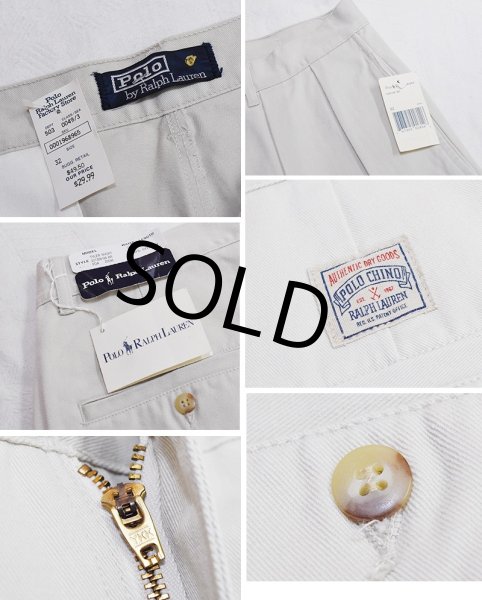 画像2: 新品未使用 ビンテージ【POLO RALPH LAUREN】オールドラルフローレン【オフホワイト】tyler short【２タック】ショートパンツ【短パン】【コットンショーツ】【W32】  (2)