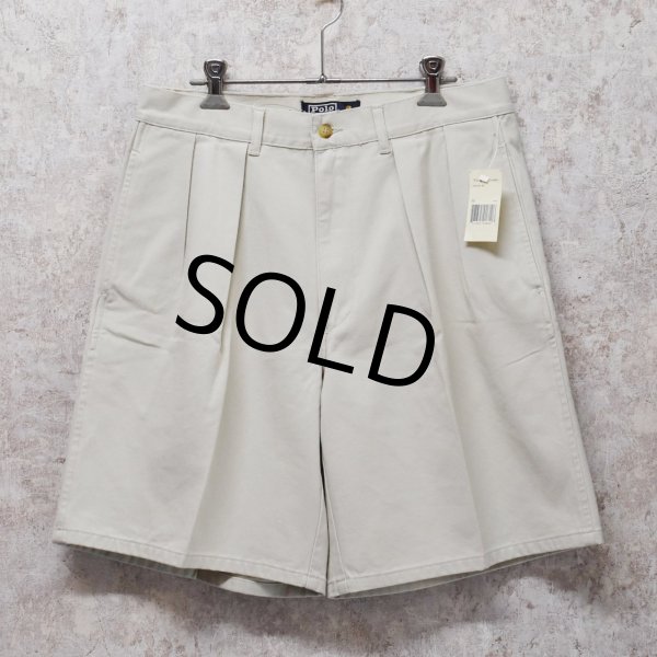 画像1: 新品未使用 ビンテージ【POLO RALPH LAUREN】オールドラルフローレン【オフホワイト】tyler short【２タック】ショートパンツ【短パン】【コットンショーツ】【W32】  (1)