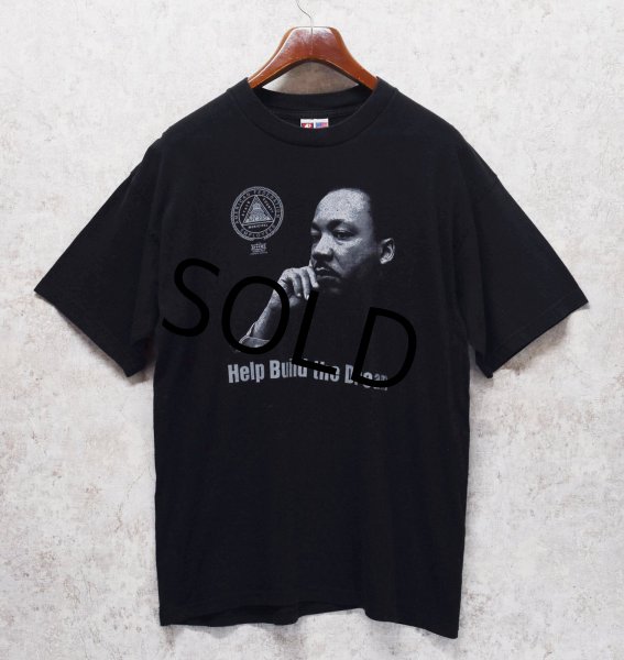 画像1: USA製 ビンテージ【BAYSIDE】ベイサイド【黒】【キング牧師】プリント【Tシャツ】【サイズXL】  (1)