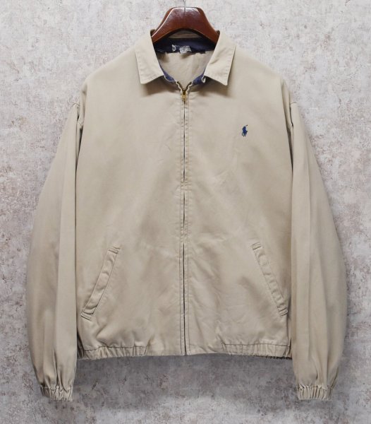 画像1: 〜90's ビンテージ【ラルフローレン】【RALPH LAUREN】【ベージュ】コットン【スウィングトップ】【ジップアップブルゾン】【サイズL】  (1)