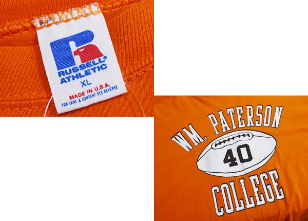 画像2: 90’s【USA製】【Russell】【ラッセル】【オレンジ】Paterson University【パターソン大学】フットボール【Tシャツ】【サイズXL】  (2)