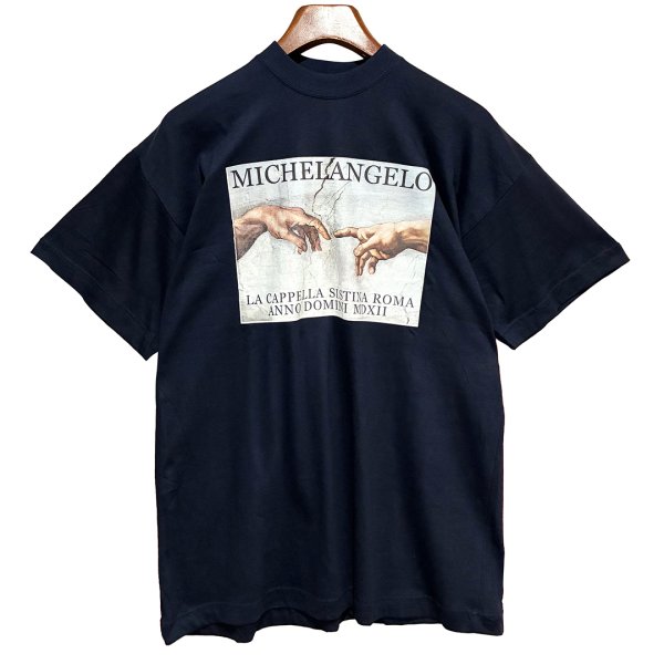 画像1: ビンテージ【ARTHUR JACOB'S】【MICHELANGELO】ミケランジェロ【紺】【Ｔシャツ】【サイズＸＬ】  (1)