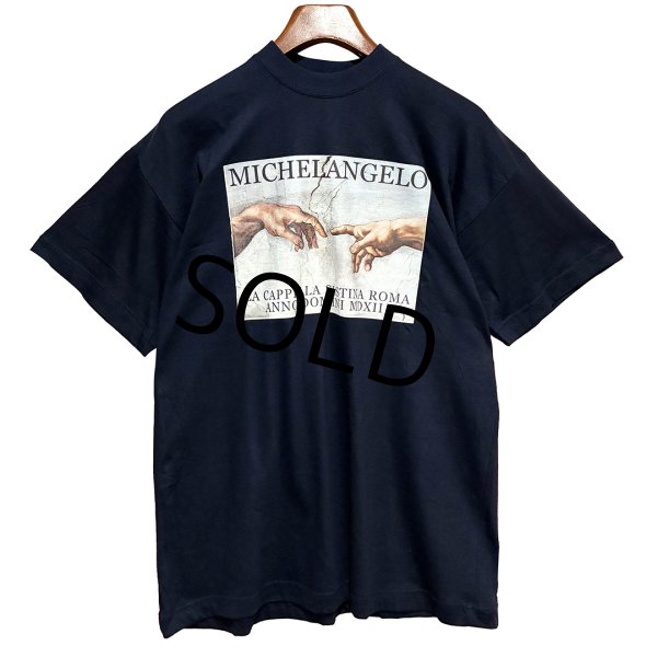 画像1: ビンテージ【ARTHUR JACOB'S】【MICHELANGELO】ミケランジェロ【紺】【Ｔシャツ】【サイズＸＬ】  (1)