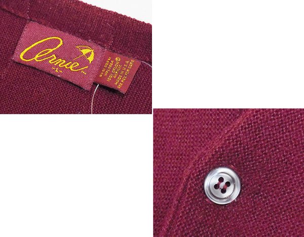 画像2: 80's ＵＳＡ製【ビンテージ】アーニー【ARNIE】【エンジ】【アクリルカーディガン】【サイズL】  (2)