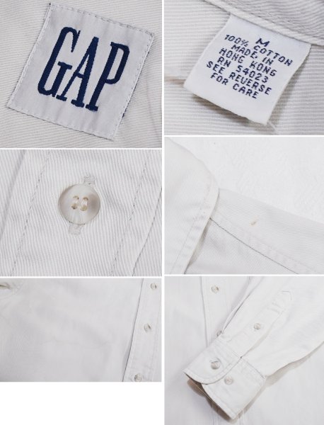 画像2: 90's【ビンテージ】【オールドギャップ】【GAP】【オフホワイト】【コットンシャツ】【サイズM】  (2)