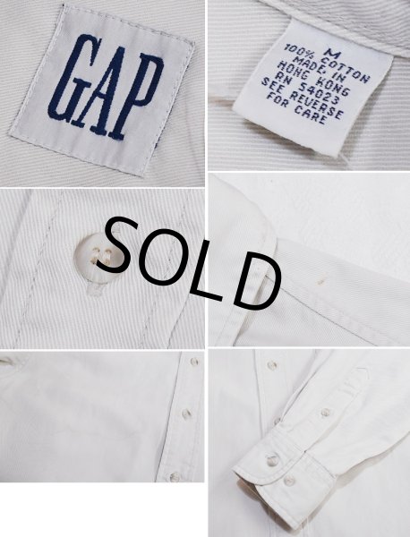 画像2: 90's【ビンテージ】【オールドギャップ】【GAP】【オフホワイト】【コットンシャツ】【サイズM】  (2)