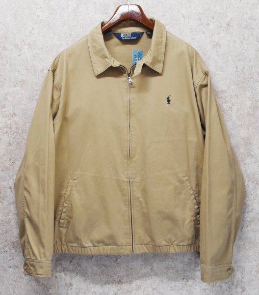 画像1: ~90's【RALPH LAUREN】【ラルフローレン】【ベージュ×裏地チェック】【コットンジャケット】【ジップアップコート】【サイズXXL】  (1)