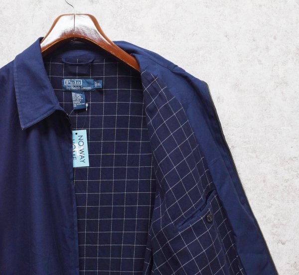 画像4: 【ビンテージ】【ラルフローレン】【POLO RALPH LAUREN】【紺ｘ裏地紺格子柄】ジップアップ【ブルゾン】スウィングトップ【サイズＸＬ】  (4)