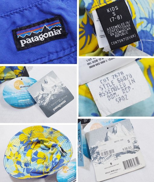 画像2: 未使用【ビンテージ】patagonia【パタゴニア】【青×花柄】【サンハット】帽子【バケットハット】【KIDS S】  (2)