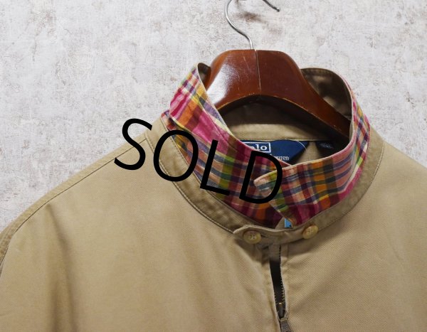 画像3: ~90's【RALPH LAUREN】【ラルフローレン】【ベージュ×裏地チェック】【コットンジャケット】【ジップアップコート】【サイズXXL】  (3)