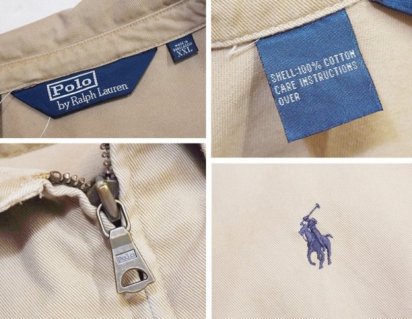 画像2: ~90's【RALPH LAUREN】【ラルフローレン】【ベージュ×裏地チェック】【コットンジャケット】【ジップアップコート】【サイズXXL】  (2)