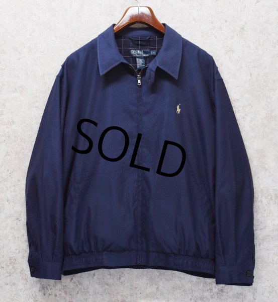 画像1: 【ビンテージ】【ラルフローレン】【POLO RALPH LAUREN】【紺ｘ裏地紺格子柄】ジップアップ【ブルゾン】スウィングトップ【サイズＸＬ】  (1)