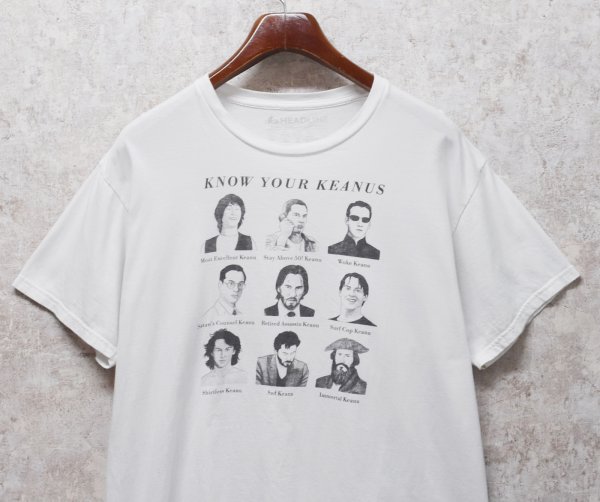 画像1: 【ビンテージ】【 KNOW YOUR KEANUS】白【キアヌ・リーヴス】プリント【Tシャツ】 サイズXL  (1)