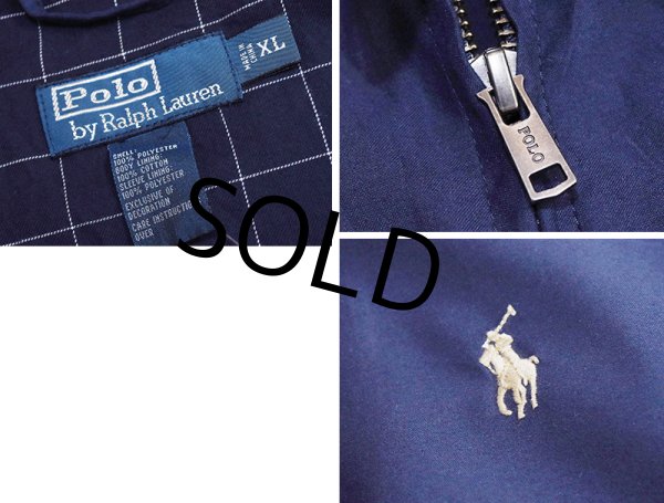 画像2: 【ビンテージ】【ラルフローレン】【POLO RALPH LAUREN】【紺ｘ裏地紺格子柄】ジップアップ【ブルゾン】スウィングトップ【サイズＸＬ】  (2)