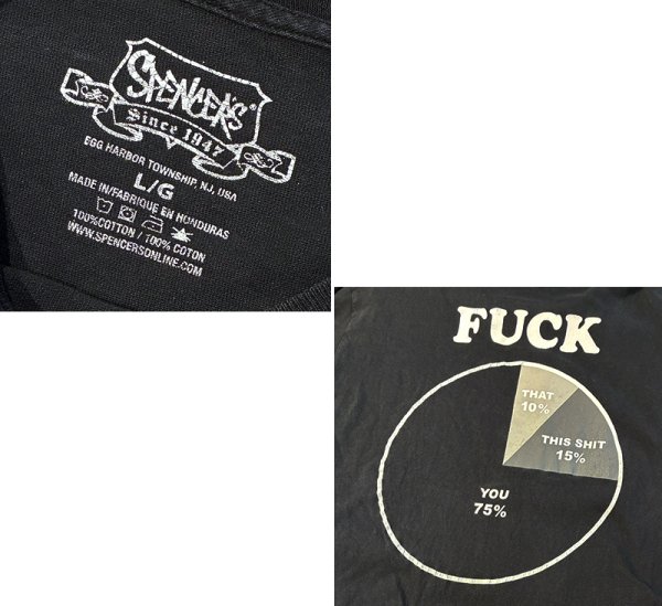 画像2: ビンテージ【Spencer's】スペンサーズ FUCK ~【黒】Tシャツ【サイズL】  (2)