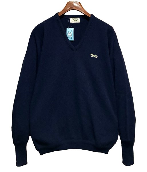 画像1: 〜80’ｓビンテージ【JCPenney】JCペニー The Fox Sweater【紺】無地【Vネック】アクリルセーター【サイズＬ】  (1)