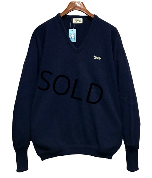 画像1: 〜80’ｓビンテージ【JCPenney】JCペニー The Fox Sweater【紺】無地【Vネック】アクリルセーター【サイズＬ】  (1)