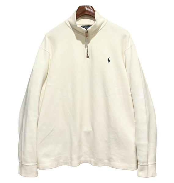 画像1: ビンテージ【ラルフローレン】POLO RALPH LAUREN【白】【無地】【ハーフジップ】【コットンセーター】【サイズXL】   (1)