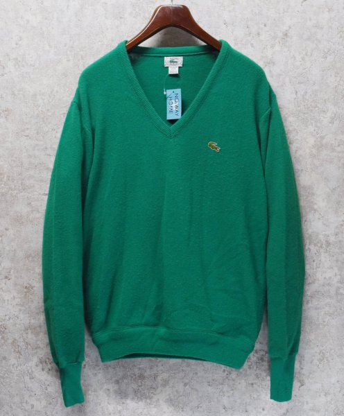画像1: USA製【IZOD LACOSTE】アイゾッド ラコステ【緑】Vネック【アクリルセーター】  (1)