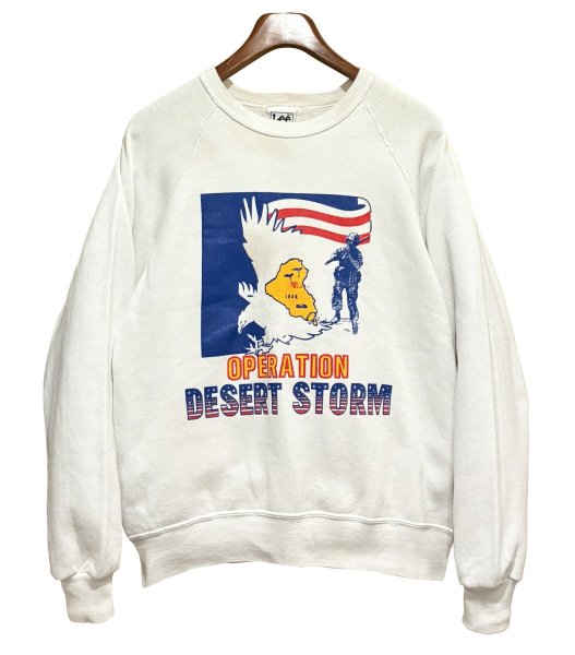 画像1: 90's【USA製】【ビンテージ】【Lee】リー【DESERT STORM】プリント【白】【スウェット】【サイズＬ】  (1)