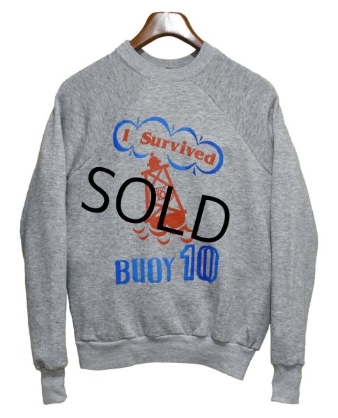 画像1: デッドストック 80's【USA製】【ビンテージ】 jean top I Survived BUOY 10【グレー】【スウェット】【サイズL】  (1)