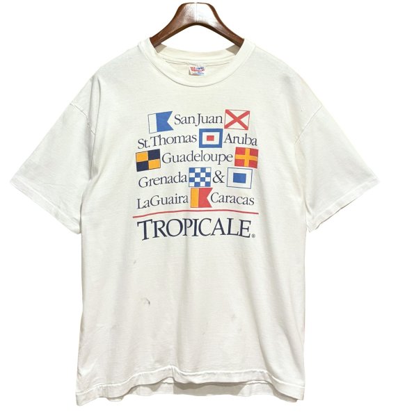 画像1: 90's【USA製】【ビンテージ】Hanes ヘインズ【TROPICALE】クルーズ客船　国旗 トロピカール  白【Tシャツ】【サイズXL】  (1)