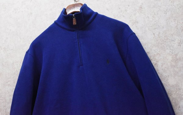 画像3: ビンテージ【ラルフローレン】POLO RALPH LAUREN【青】【無地】【ハーフジップ】【コットンセーター】【サイズM】   (3)