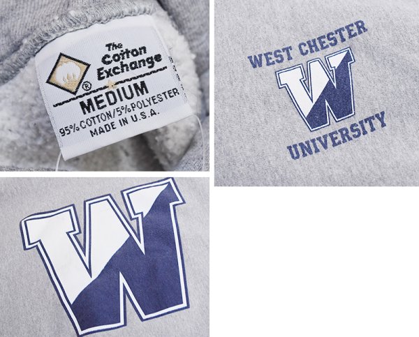 画像2: USA製【ビンテージ】The Cotton Exchange【コットンエクスチェンジ】【west chester univ.】ウェストチェスター大学【グレー】【カレッジパーカー】【サイズM】  (2)