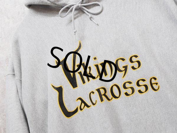 画像3: 【チャンピオン】【Champion】グレー【VIKINGS LACROSSE】バイキングス【プリント】ラクロス【リバースウィーブパーカー】【サイズXL程度】  (3)