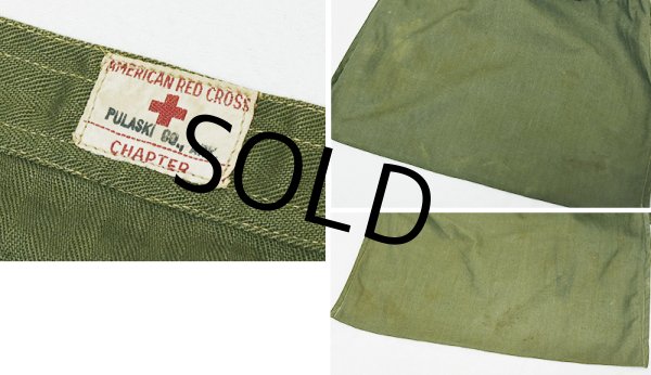 画像2: 程度良好!! 40's【ビンテージ】【米軍】【red cross】アメリカンレッドクロス HBT 【エプロンバッグ】 【レッドクロス】  (2)
