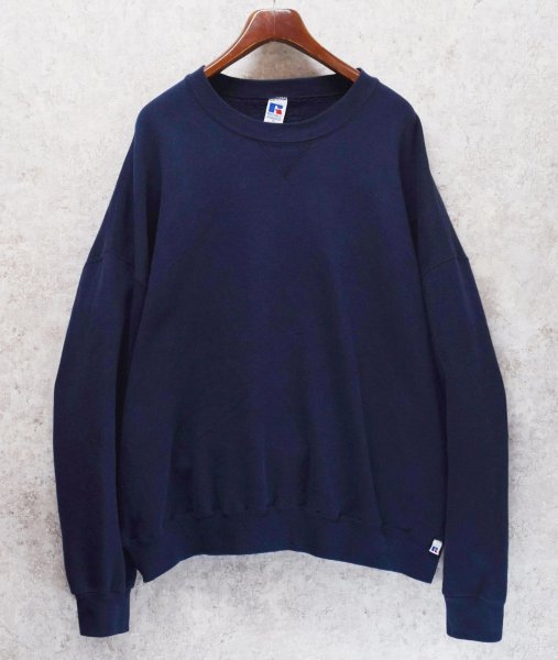画像1: 90'ｓ【USA製】【RUSSELL】ラッセル 【ビンテージ】紺【無地】【クルーネック】前V スウェット【サイズ3X】  (1)
