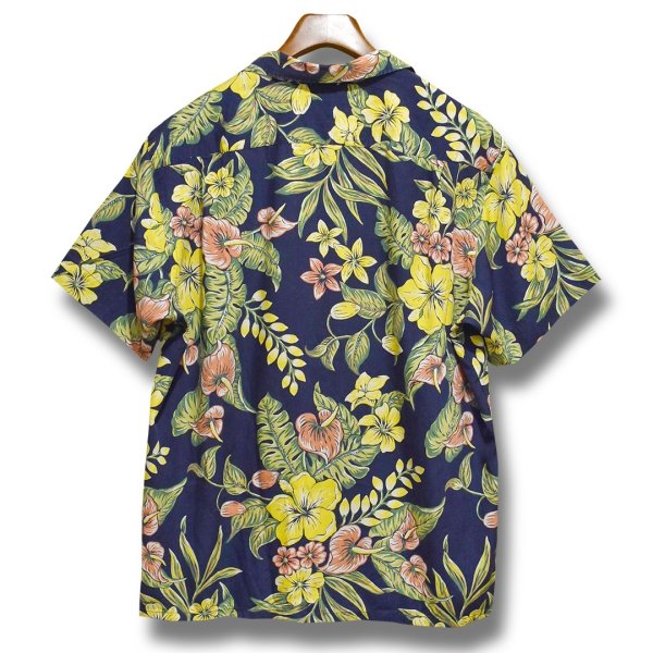 画像3: 90's【ビンテージ】【ラルフローレン】POLO ralph lauren【viscose(レーヨン)】紺×花柄【アロハシャツ】レーヨンシャツ【サイズXL】  (3)